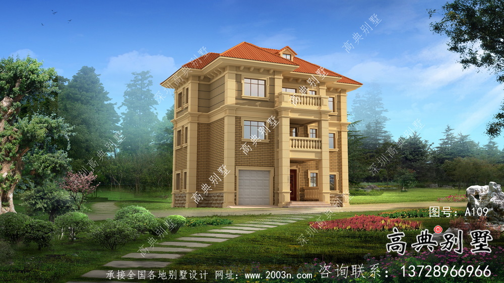 新農(nóng)村三層歐式別墅設計圖建設