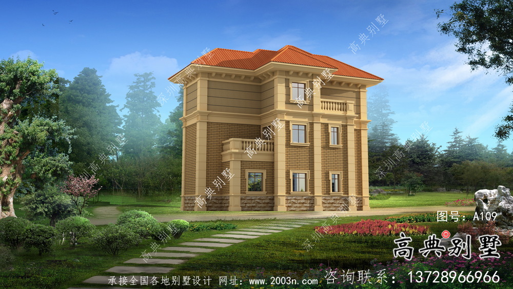 新農(nóng)村三層歐式別墅設計圖建設