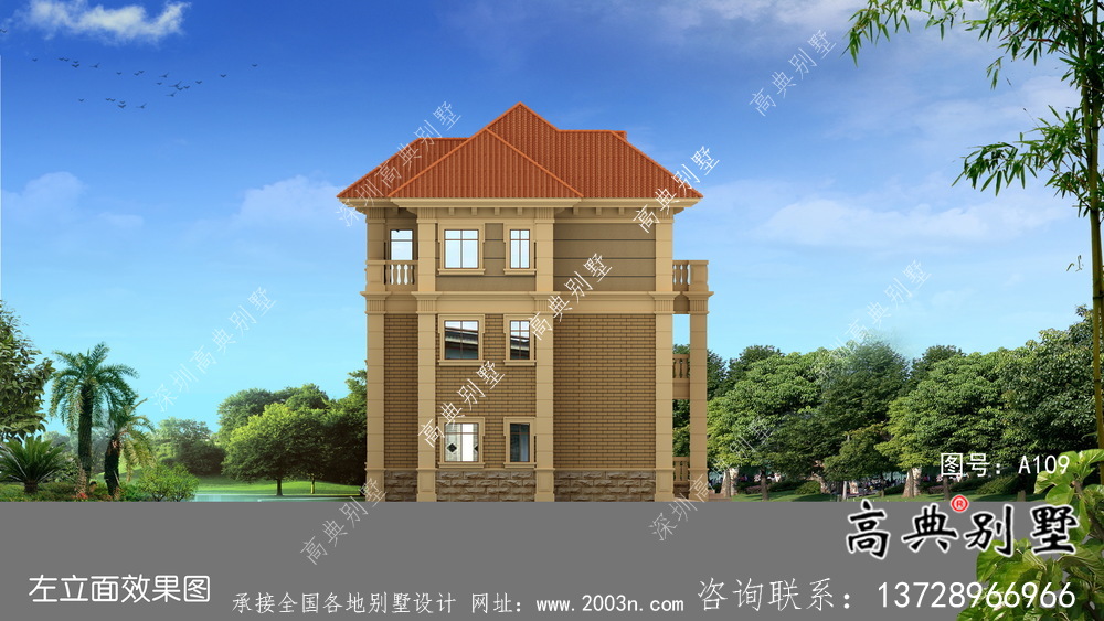新農(nóng)村三層歐式別墅設計圖建設