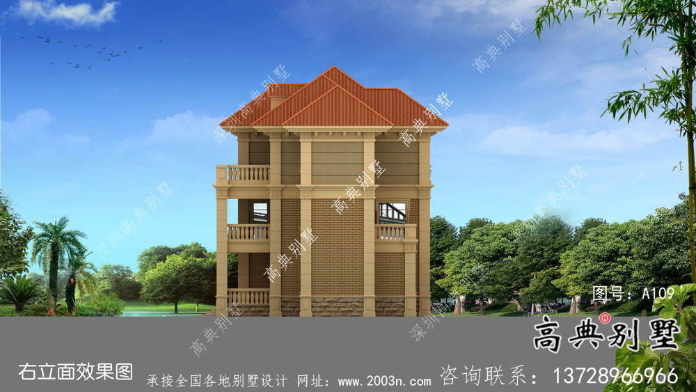新農(nóng)村三層歐式別墅設計圖建設
