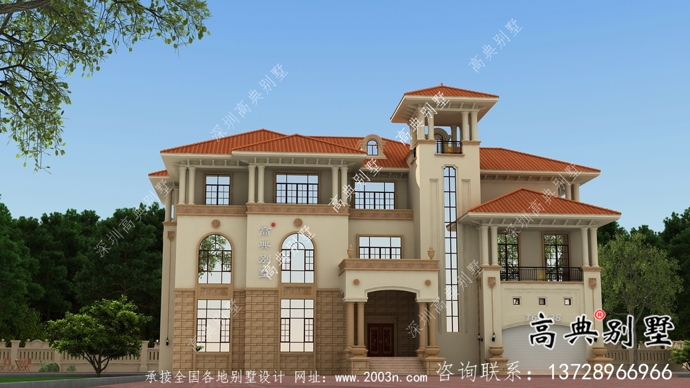實(shí)用意大利風(fēng)格三層帶車庫(kù)農(nóng)村別墅設(shè)計(jì)圖