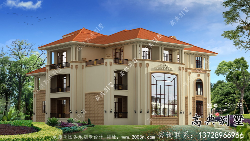 實(shí)用意大利風(fēng)格三層帶車庫(kù)農(nóng)村別墅設(shè)計(jì)圖