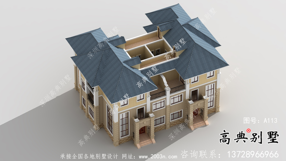 農(nóng)村雙拼復式三層歐式別墅設(shè)計方案