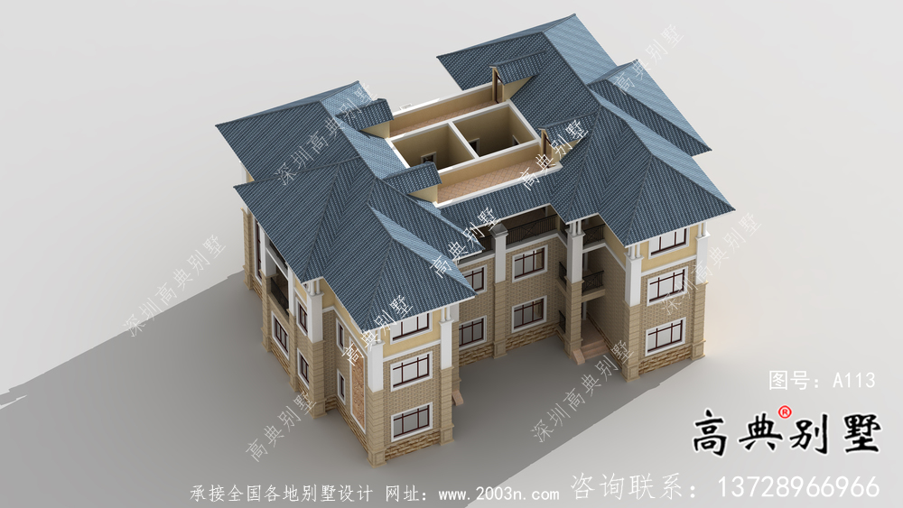 農(nóng)村雙拼復式三層歐式別墅設(shè)計方案