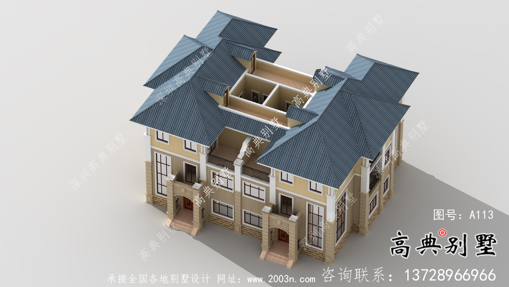 農(nóng)村雙拼復式三層歐式別墅設(shè)計方案