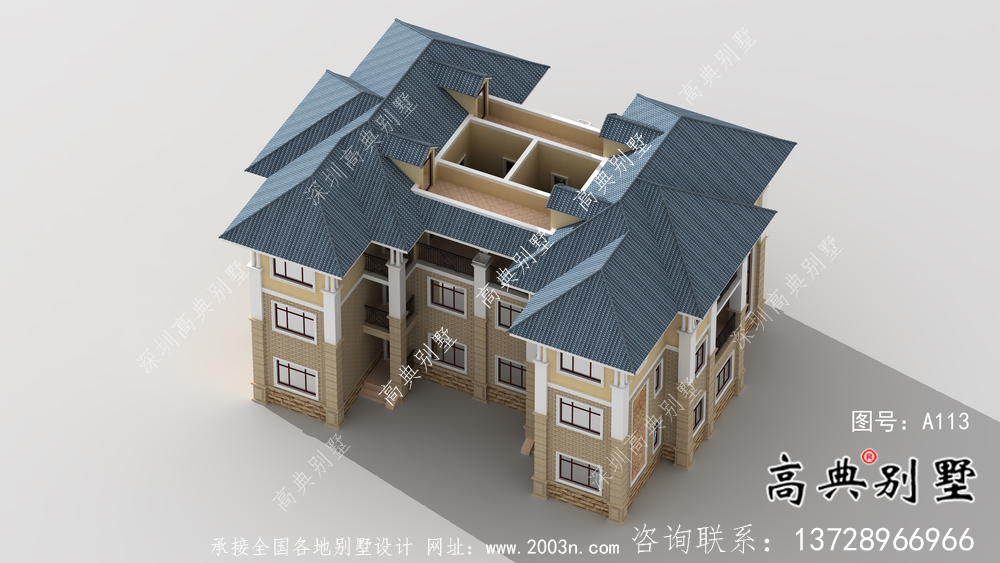 農(nóng)村雙拼復式三層歐式別墅設(shè)計方案