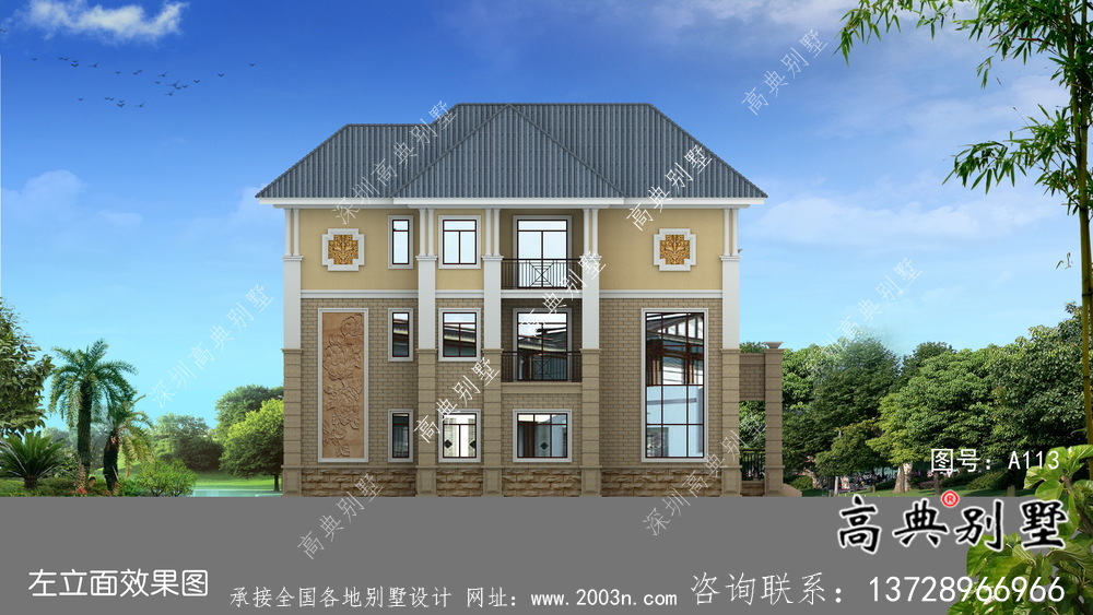 農(nóng)村雙拼復式三層歐式別墅設(shè)計方案