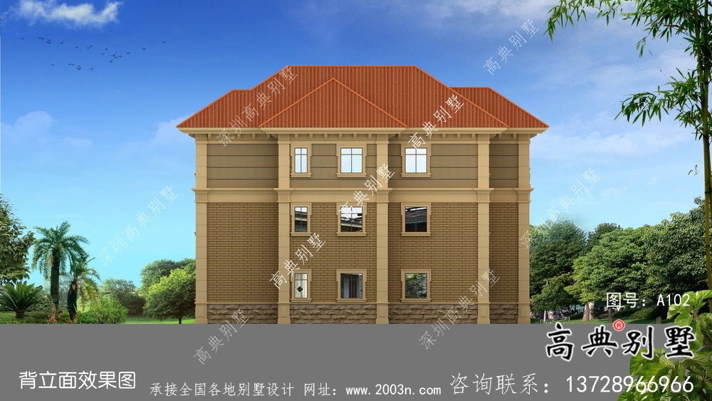 樸素實(shí)用的三層復(fù)式和帶車庫(kù)的住宅設(shè)計(jì)圖效果圖