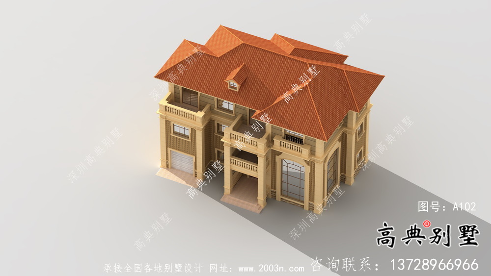 樸素實(shí)用的三層復(fù)式和帶車庫(kù)的住宅設(shè)計(jì)圖效果圖