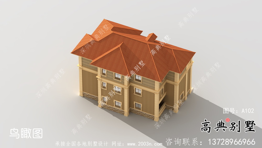 樸素實(shí)用的三層復(fù)式和帶車庫(kù)的住宅設(shè)計(jì)圖效果圖