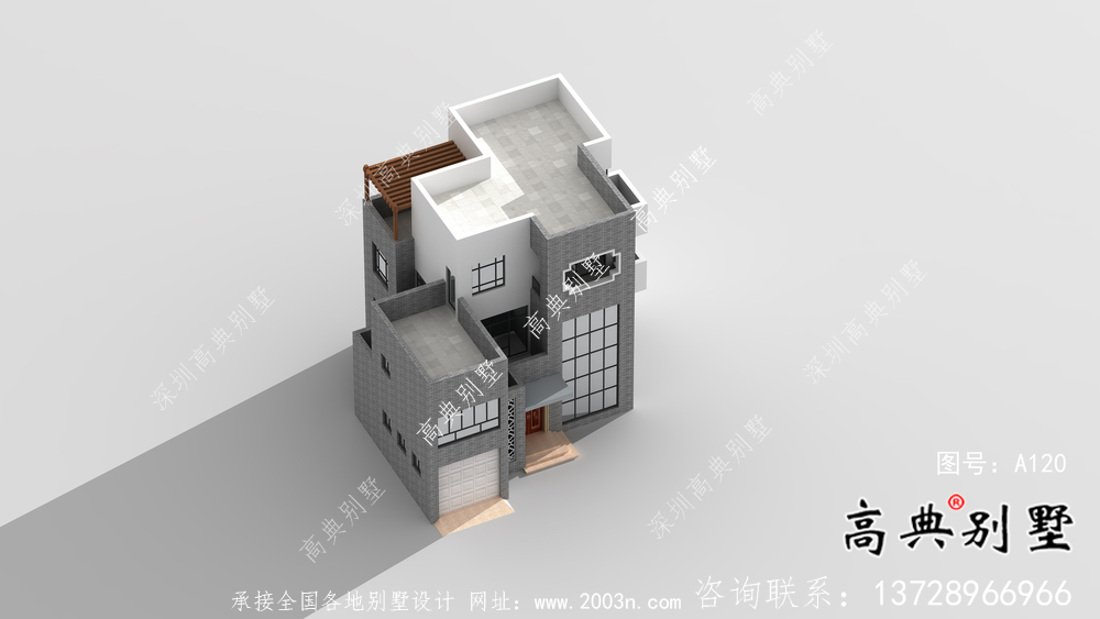 現(xiàn)代三層平屋頂別墅設(shè)計圖紙
