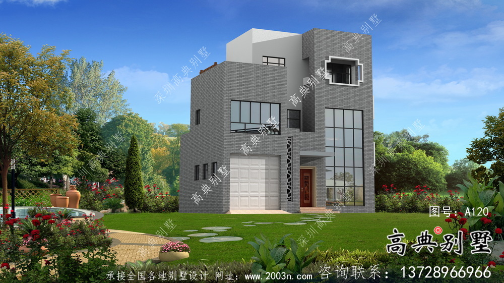 現(xiàn)代三層平屋頂別墅設(shè)計圖紙