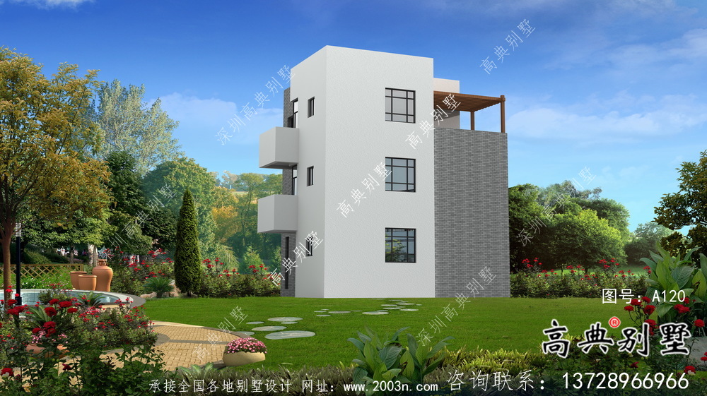 現(xiàn)代三層平屋頂別墅設(shè)計圖紙