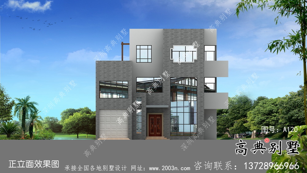 現(xiàn)代三層平屋頂別墅設(shè)計圖紙