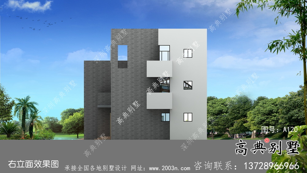 現(xiàn)代三層平屋頂別墅設(shè)計圖紙