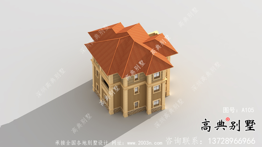 清新三層帶露臺(tái)新農(nóng)村別墅戶型圖（含效果圖）