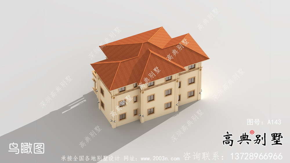 超豪華歐式三層意式別墅外觀設(shè)計(jì)圖