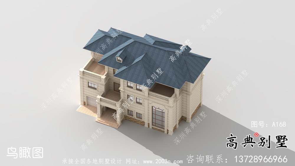 三層帶車庫(kù)復(fù)式小洋樓建筑圖紙（含效果圖）