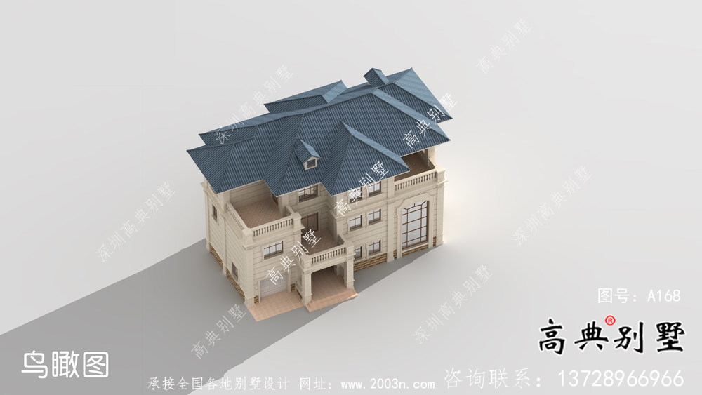 三層帶車庫(kù)復(fù)式小洋樓建筑圖紙（含效果圖）