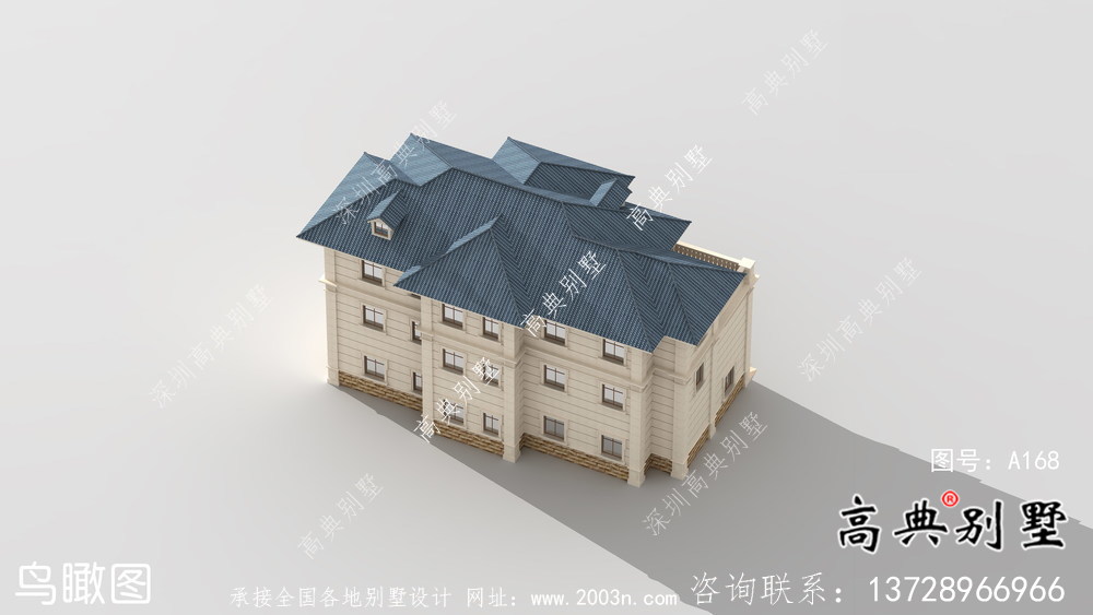 三層帶車庫(kù)復(fù)式小洋樓建筑圖紙（含效果圖）