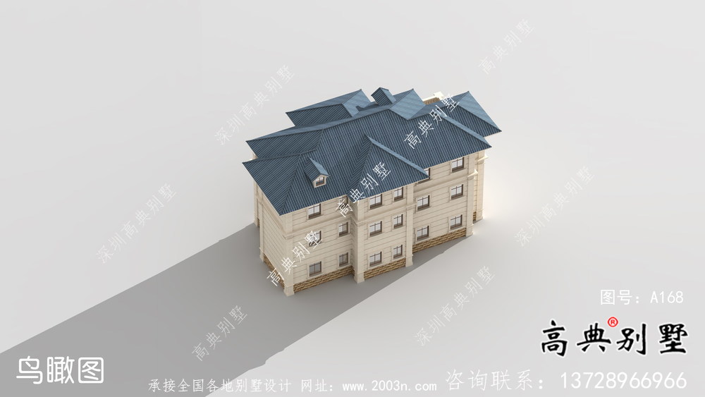 三層帶車庫(kù)復(fù)式小洋樓建筑圖紙（含效果圖）