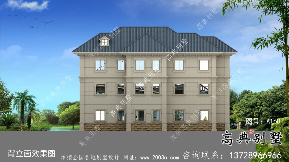 三層帶車庫(kù)復(fù)式小洋樓建筑圖紙（含效果圖）