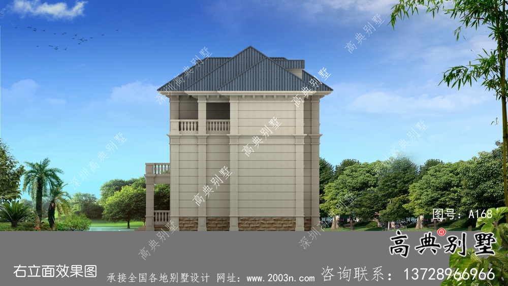 三層帶車庫(kù)復(fù)式小洋樓建筑圖紙（含效果圖）