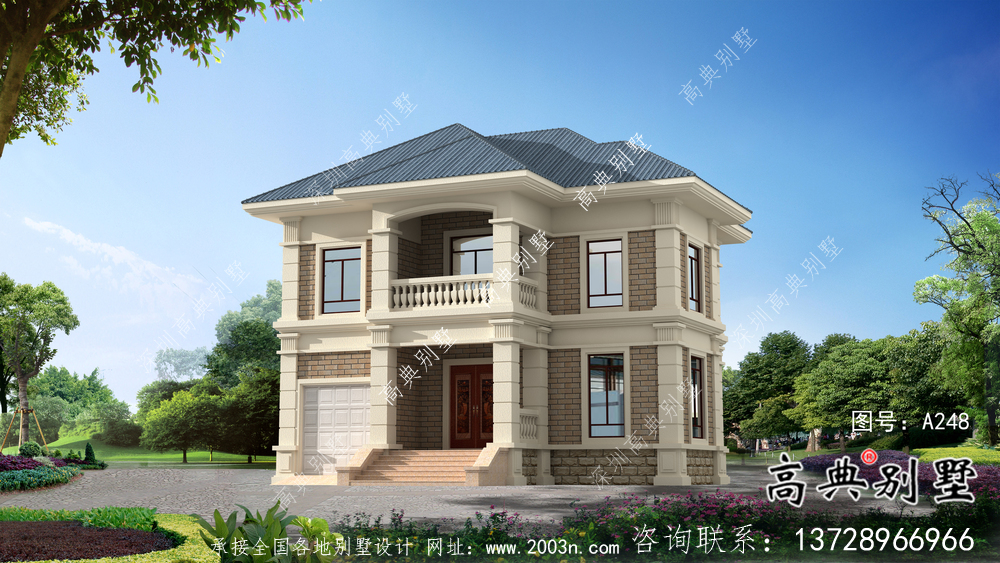 農(nóng)村小型二層歐式別墅設(shè)計圖紙帶車庫