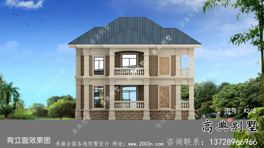 農(nóng)村小型二層歐式別墅設(shè)計圖紙帶車庫