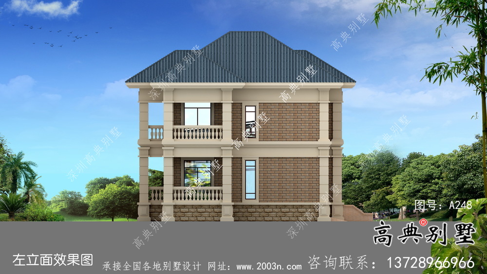 農(nóng)村小型二層歐式別墅設(shè)計圖紙帶車庫