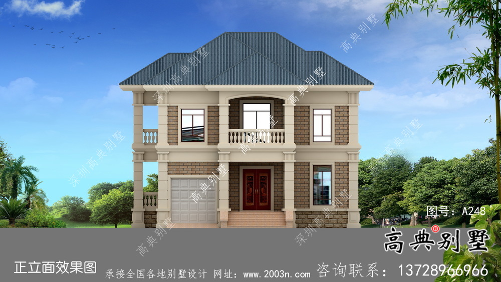 農(nóng)村小型二層歐式別墅設(shè)計圖紙帶車庫