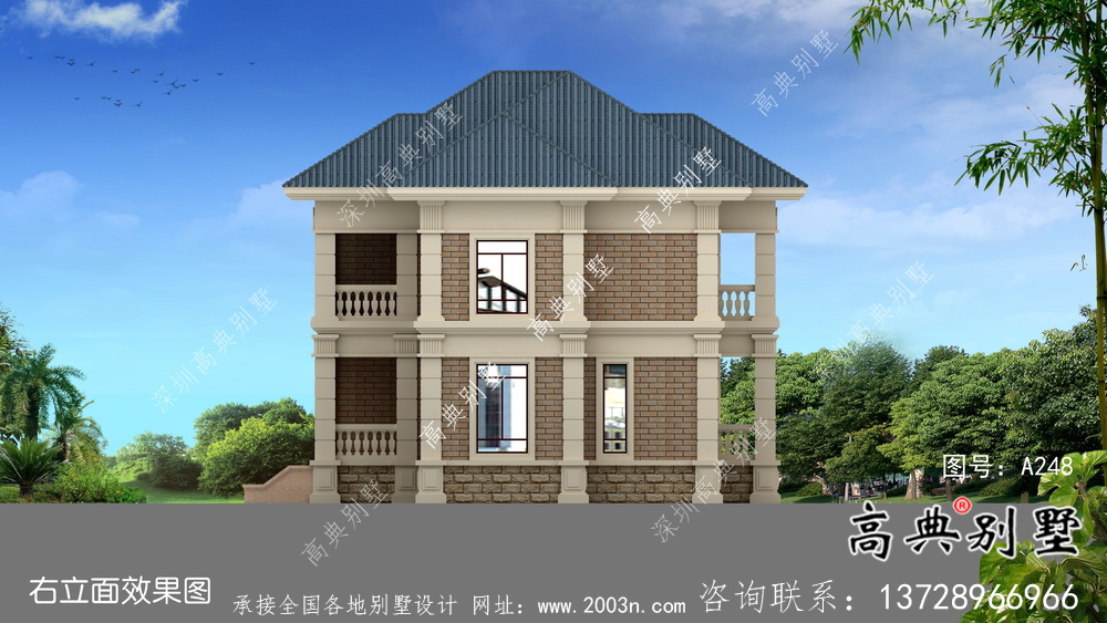 農(nóng)村小型二層歐式別墅設(shè)計圖紙帶車庫