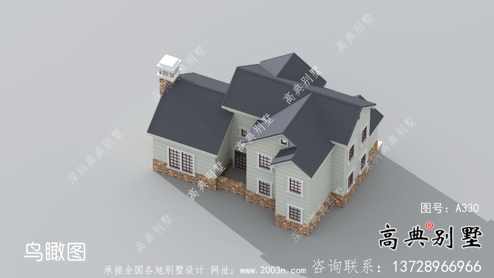 二層時尚坡屋頂美式別墅設(shè)計圖全套