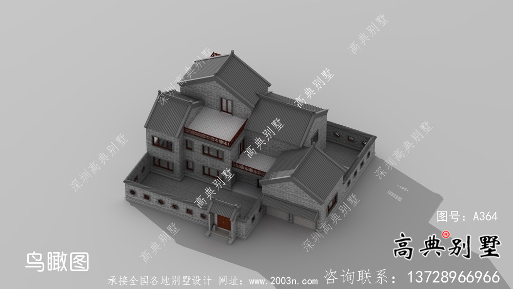 美觀二層中式別墅設(shè)計(jì)效果圖紙