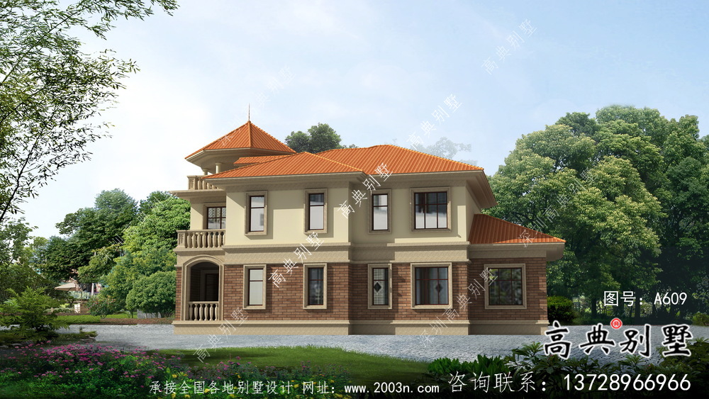 農(nóng)村自建復(fù)式二層歐式別墅設(shè)計圖紙及施工圖