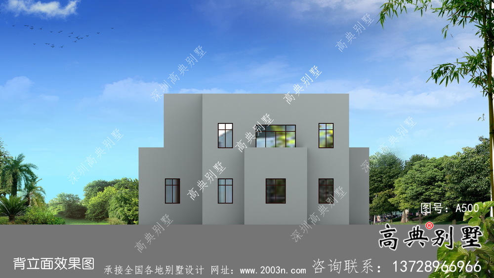 簡單大氣二層帶車庫別墅設(shè)計圖紙