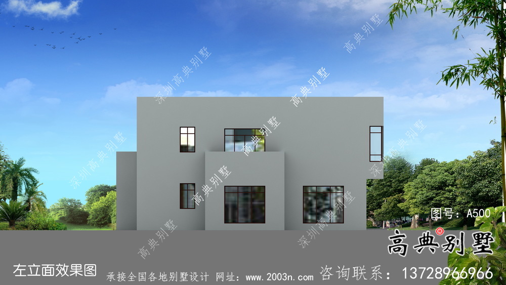 簡單大氣二層帶車庫別墅設(shè)計圖紙