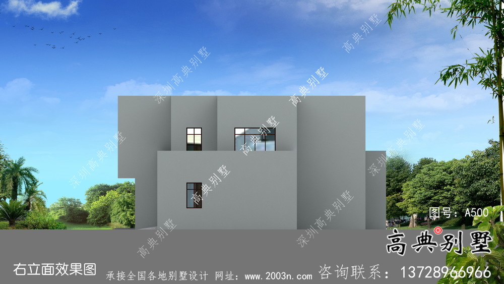 簡單大氣二層帶車庫別墅設(shè)計圖紙
