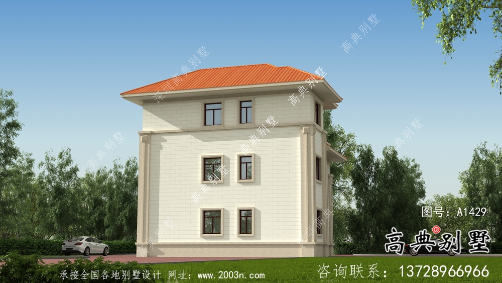 歐式三層復式鄉(xiāng)村別墅設計圖紙及外觀效果圖