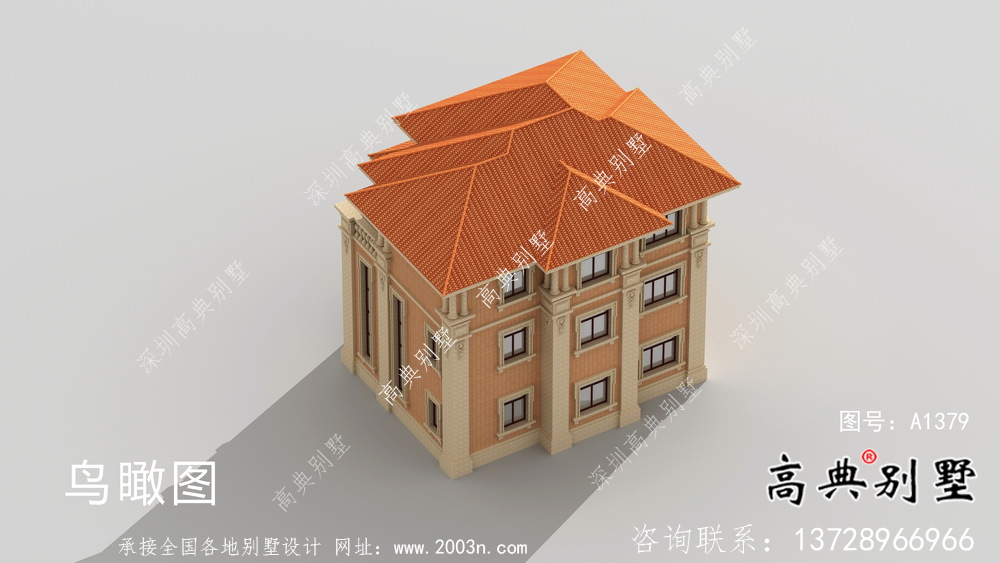 歐式古典復(fù)古時尚三層別墅設(shè)計圖