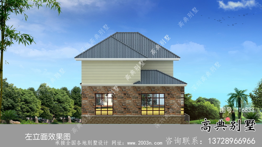 歐式框架結構二層別墅設計圖