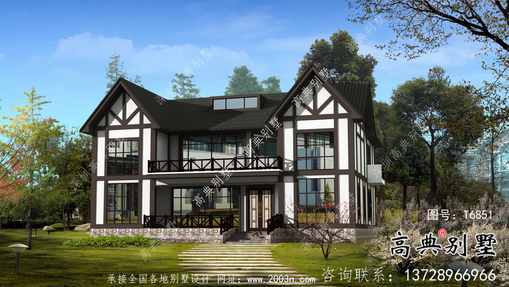 大型兩層英式風(fēng)格農(nóng)村別墅設(shè)計(jì)圖