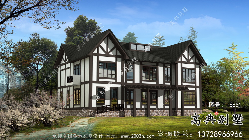 大型兩層英式風(fēng)格農(nóng)村別墅設(shè)計(jì)圖