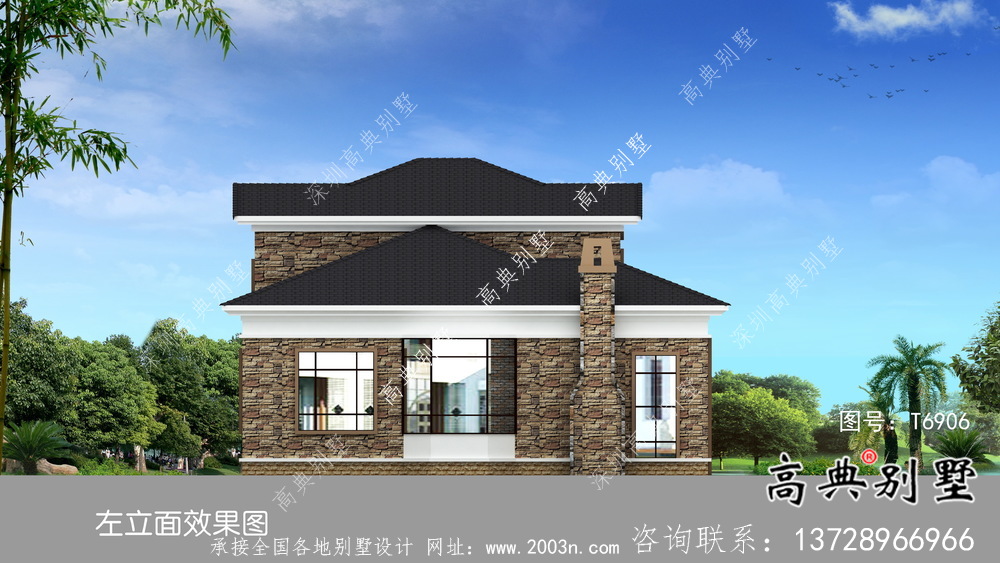 二層歐式風(fēng)格帶車庫的農(nóng)村別墅設(shè)計(jì)圖結(jié)構(gòu)圖