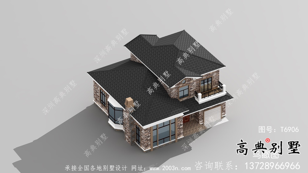 二層歐式風(fēng)格帶車庫的農(nóng)村別墅設(shè)計(jì)圖結(jié)構(gòu)圖