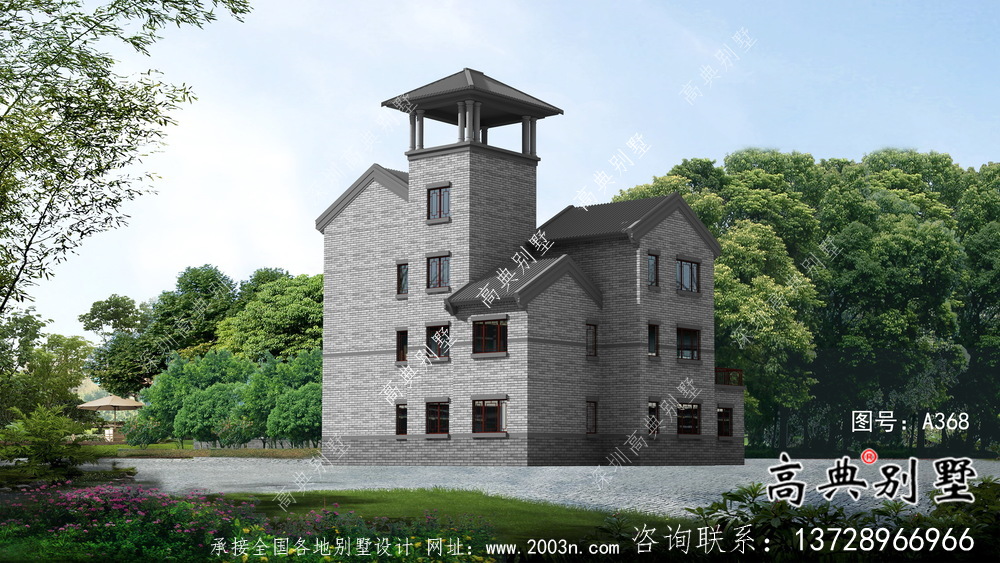 新中式三層庭院鄉(xiāng)村別墅平面設(shè)計(jì)圖及效果圖