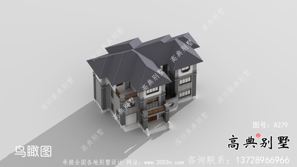 清新中式別墅，新中式自建別墅設(shè)計(jì)圖（效果圖）
