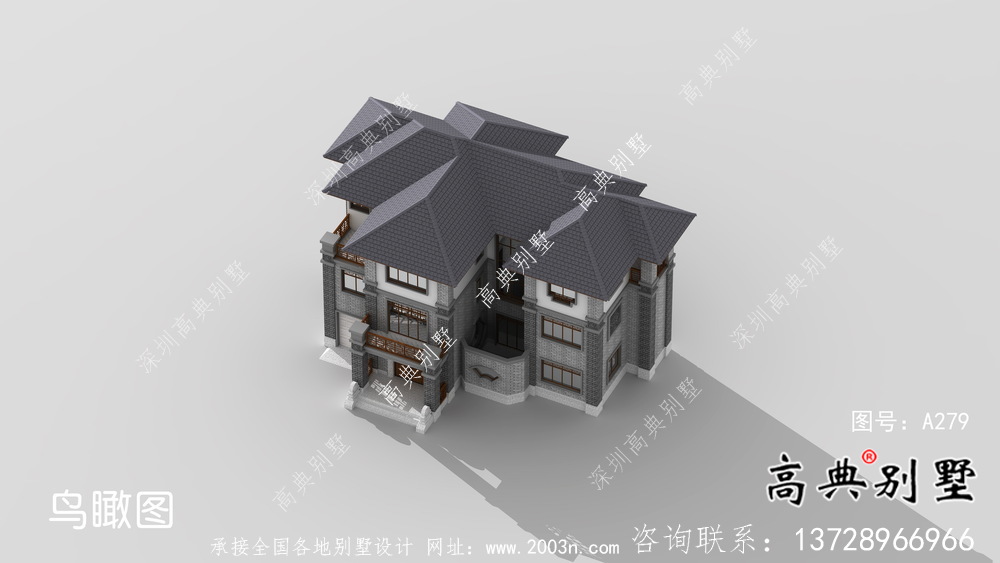 清新中式別墅，新中式自建別墅設(shè)計(jì)圖（效果圖）