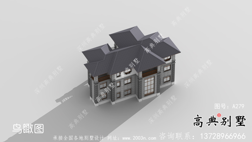 清新中式別墅，新中式自建別墅設(shè)計(jì)圖（效果圖）