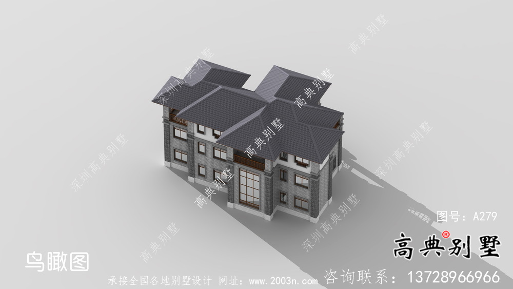 清新中式別墅，新中式自建別墅設(shè)計(jì)圖（效果圖）